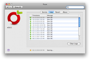 Fruux's sync log in System Prefrences