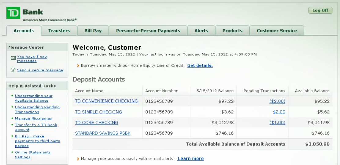 Td Paper Money Account